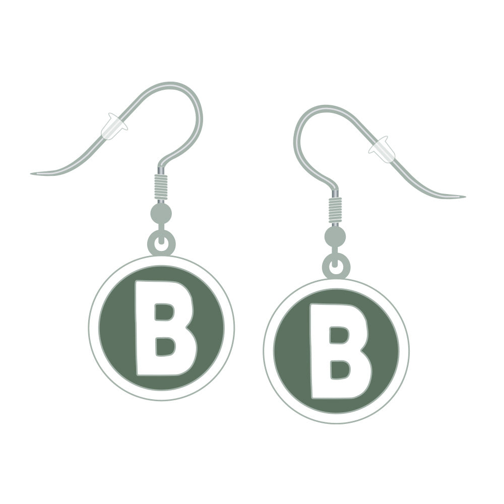 Earrings - B Logo - City Connect - Green